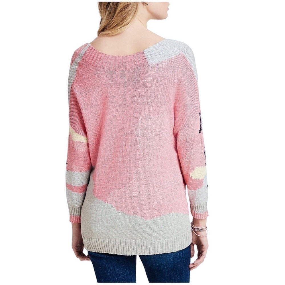 NIC+ZOE SWEATER PINK PATCHWORK SWEATER - Picture 2 of 11